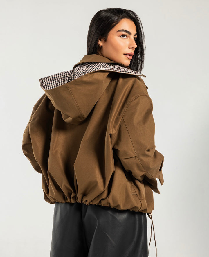 Oversized Bomber Jaket- brown