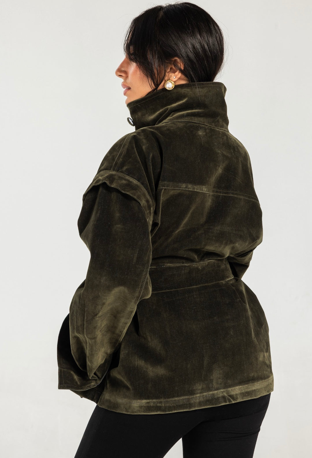 Suede Vintage Jacket- olive
