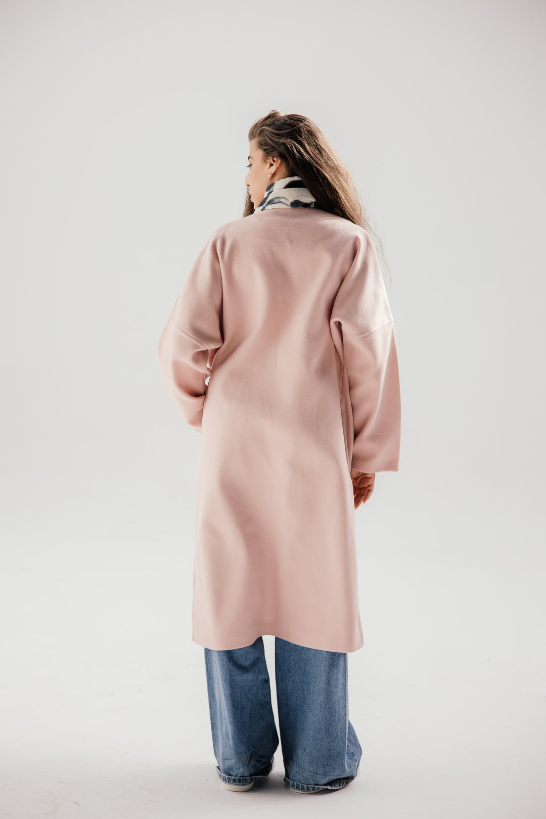 Belted collar coat- pink