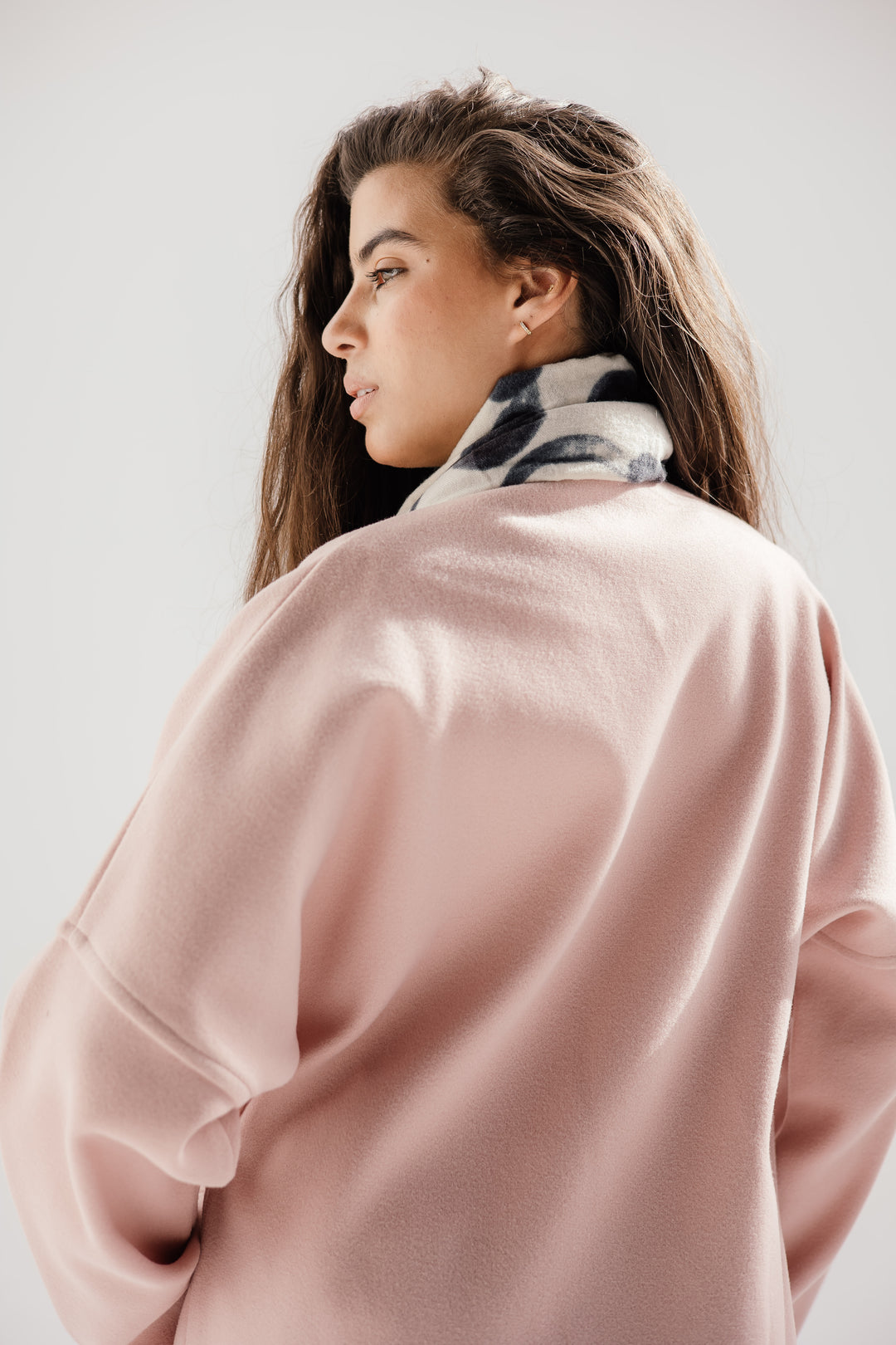 Belted collar coat- pink