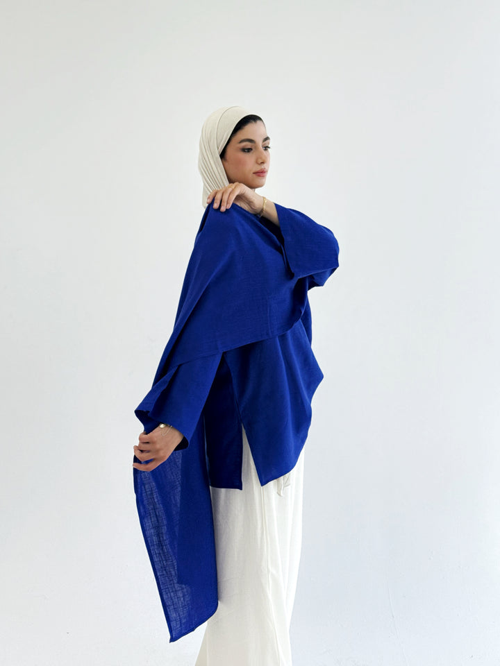 Linen blouse- Royal blue