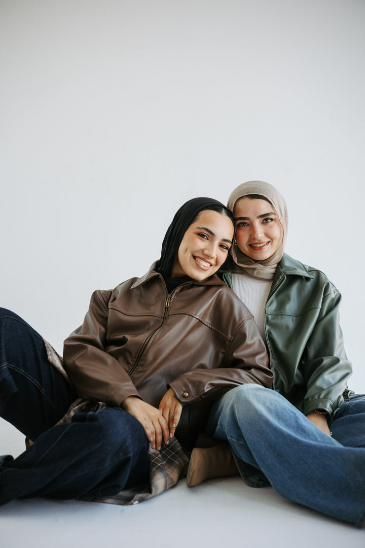 Easy Leather Jacket in Olive