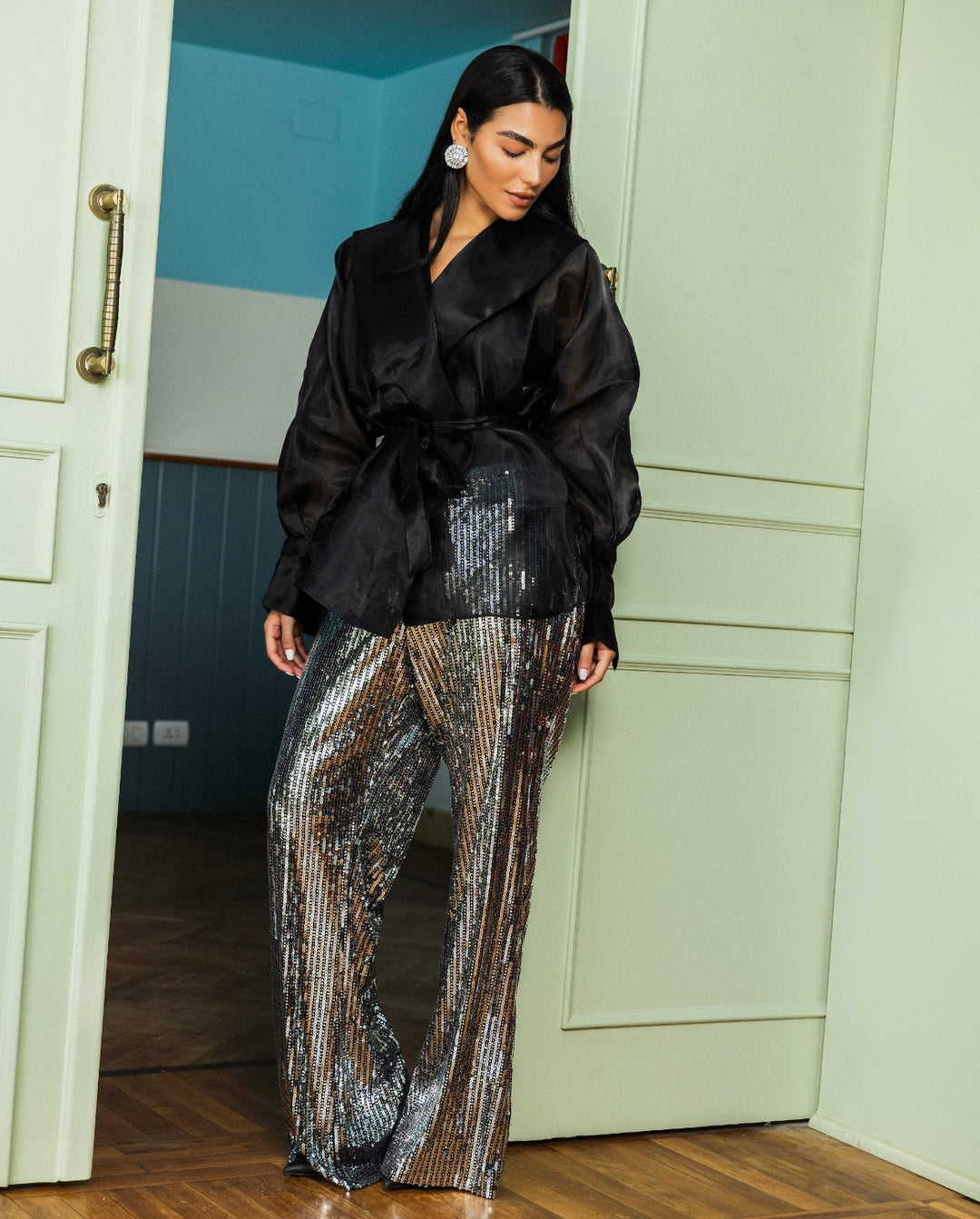 Flash Sequins Pants in Silver