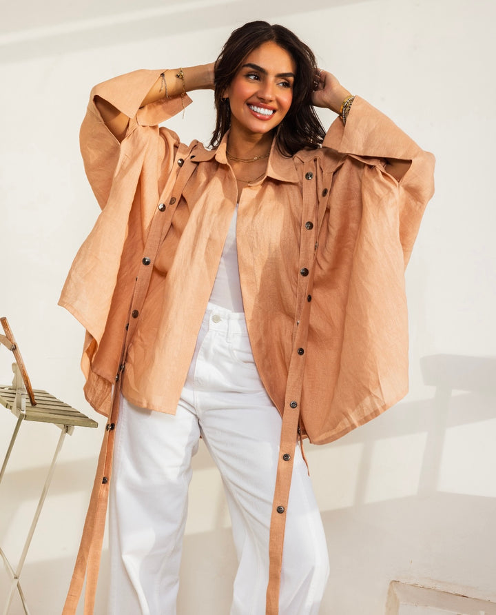 Linen Drop Blouse in Simon