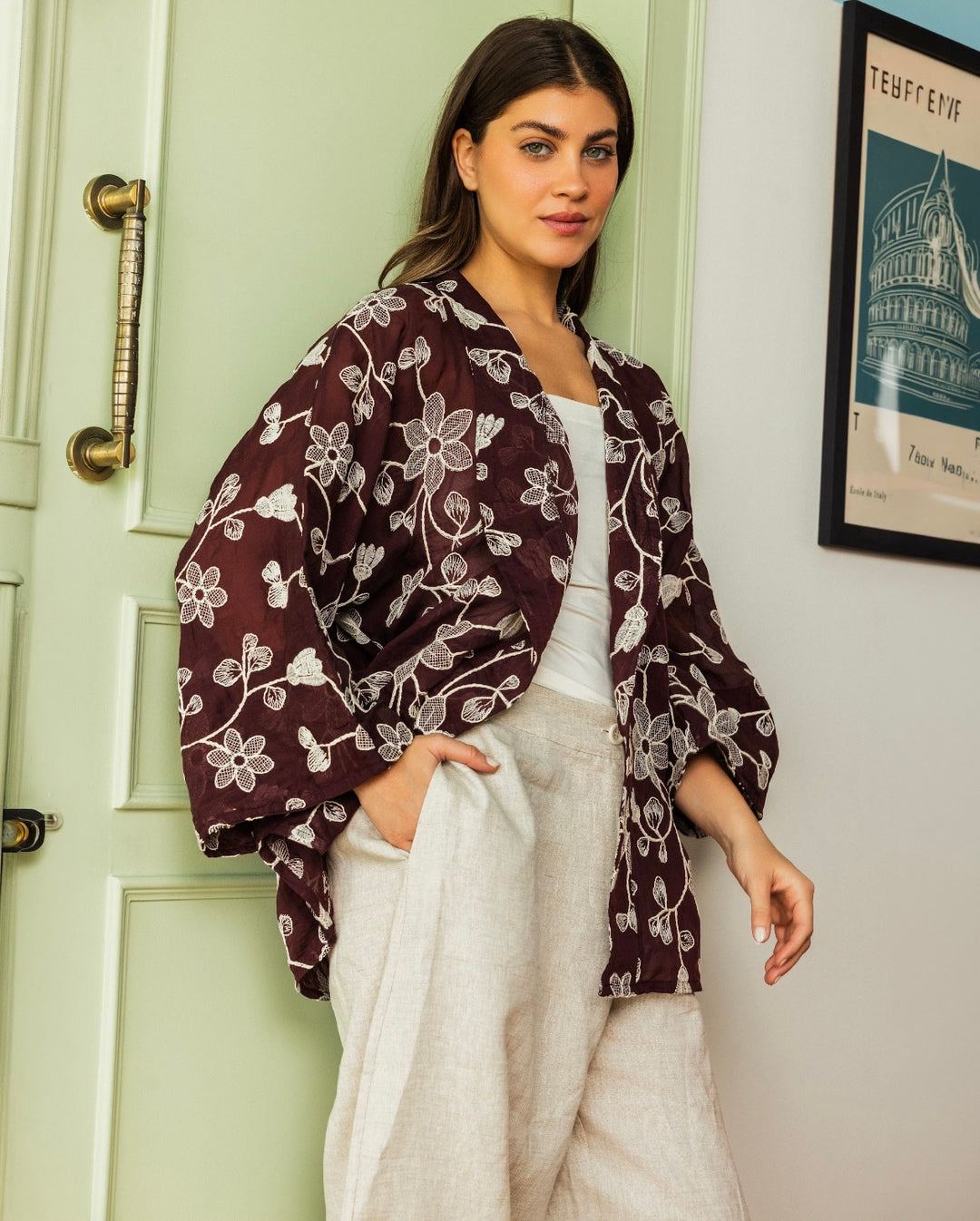 Boho Kimono in Maroon