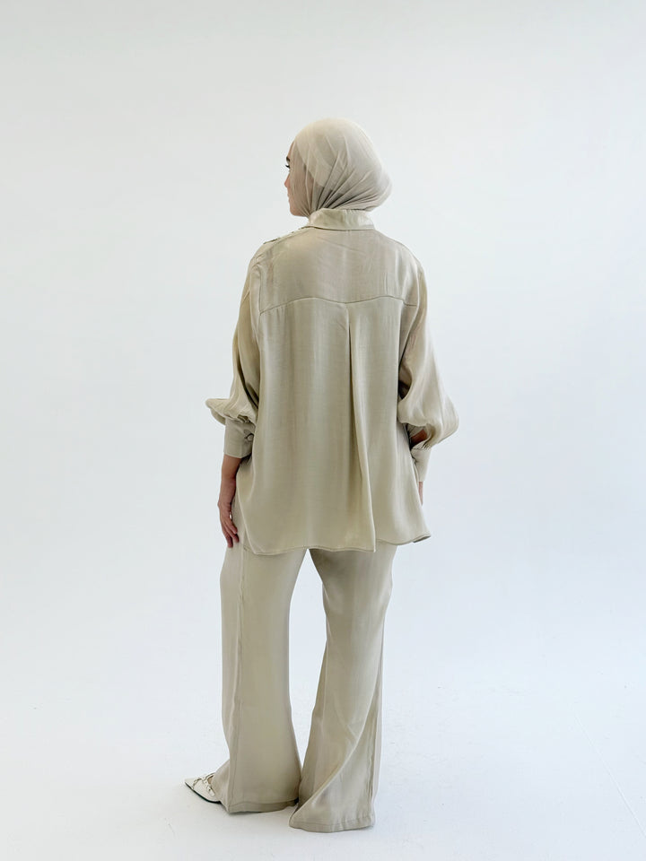 Sequins set-beige