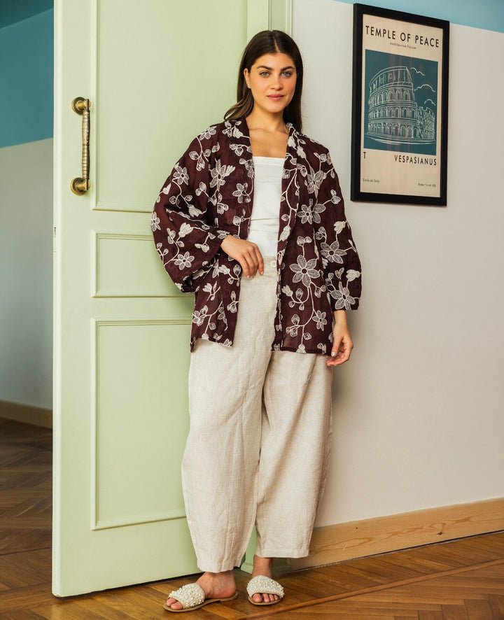 Boho Kimono in Maroon