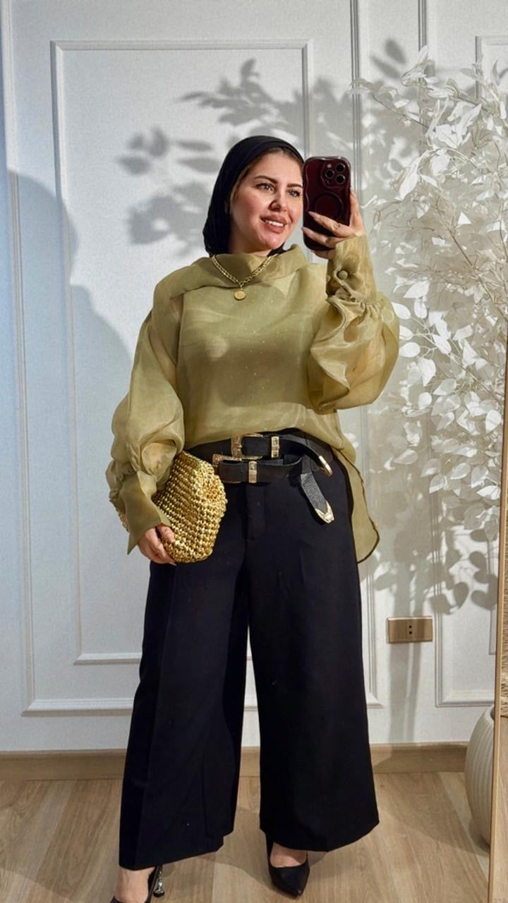 Crystal Neck Blouse in Salted Caramel