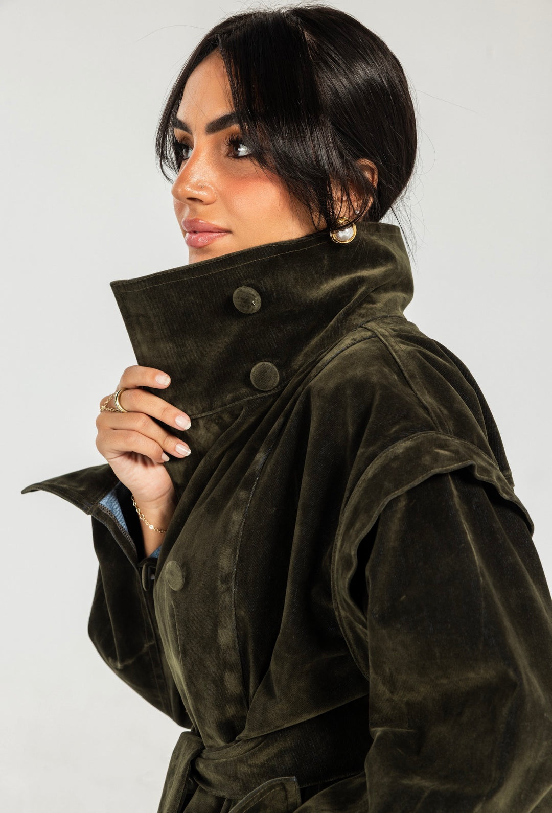 Suede Vintage Jacket- olive
