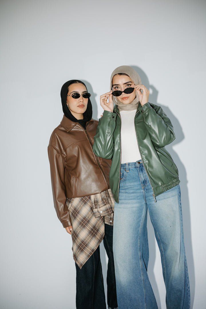 Easy Leather Jacket in Olive