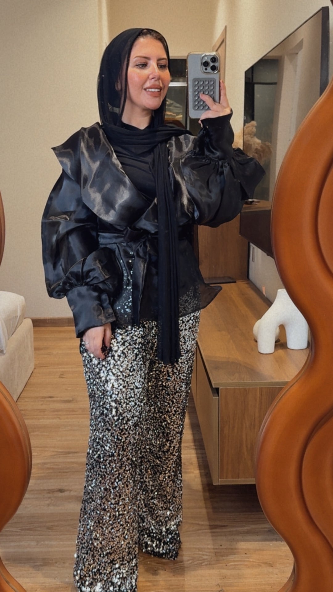 Party pants- black x sliver