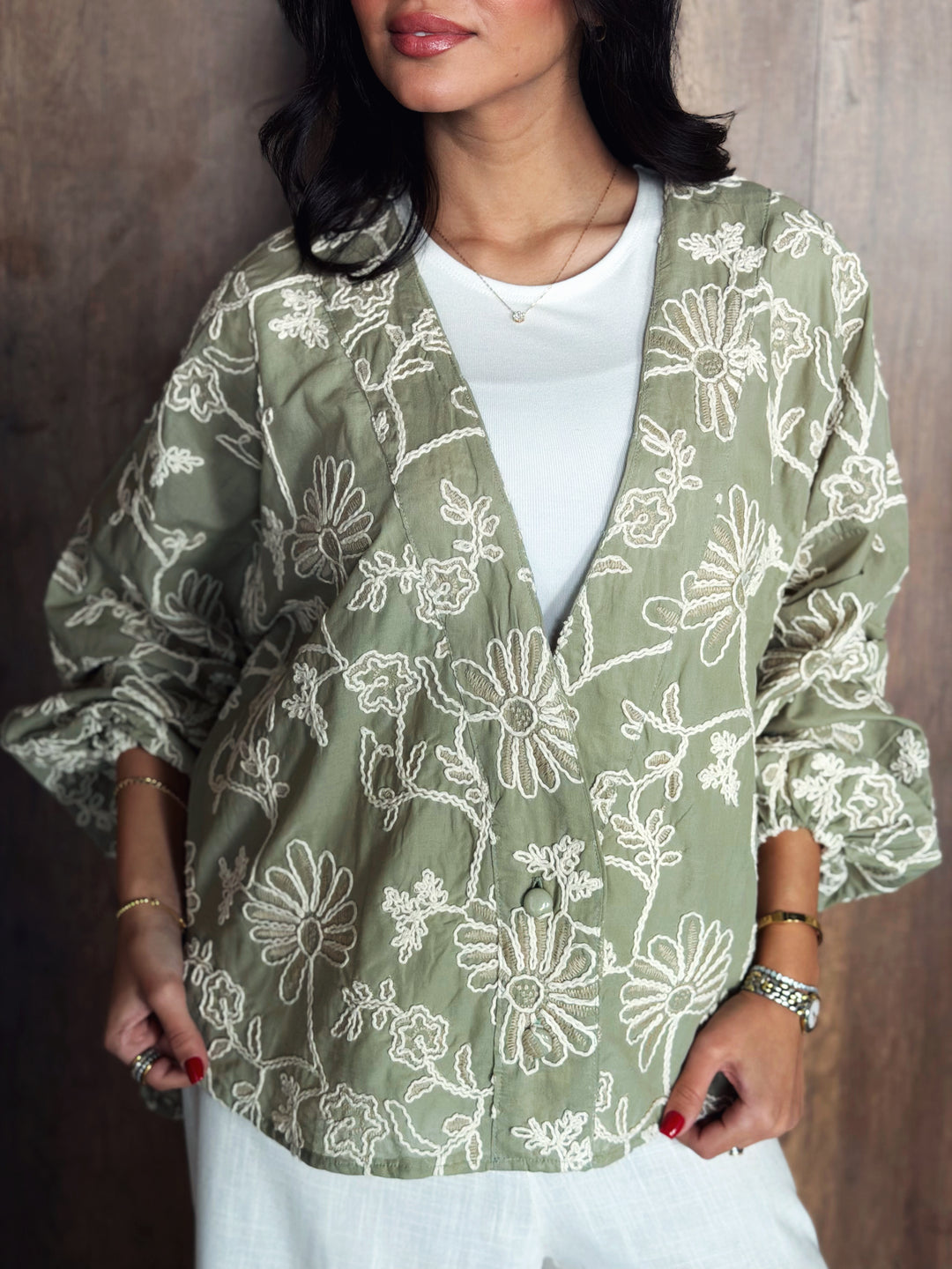 Floral Blouse in Olive