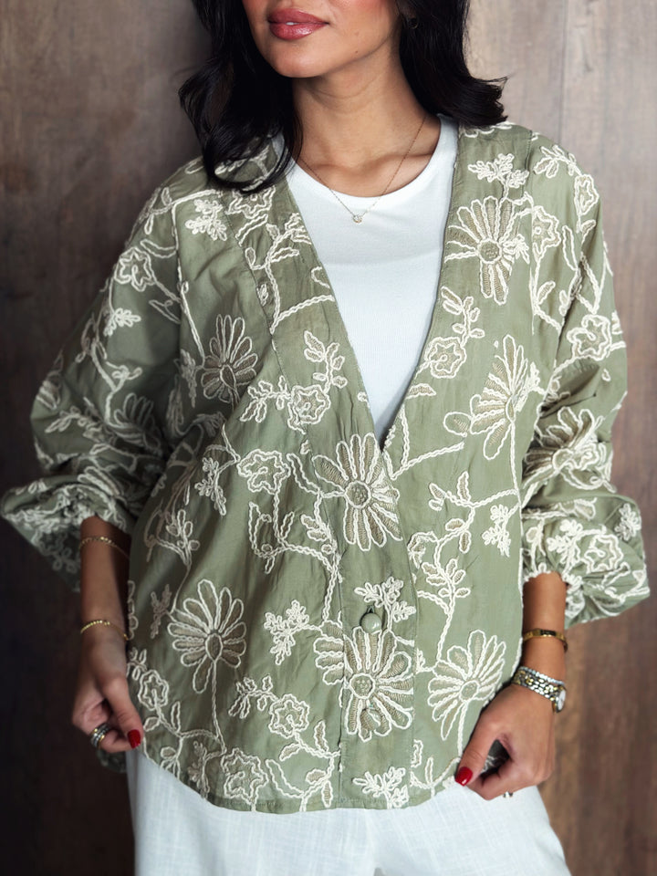 Floral Blouse in Olive