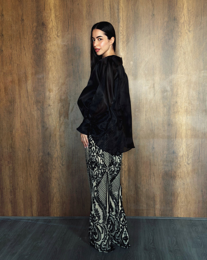 Soiree Neck Blouse in Black