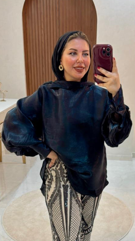 Mid-Night Noir Set - Soiree Neck Blouse