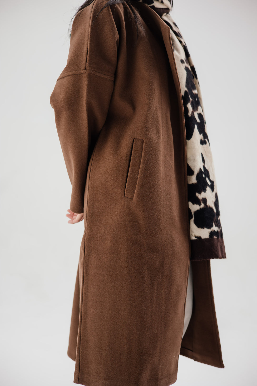 Belted collar coat - brown