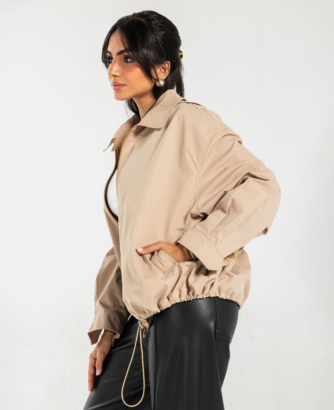 Oversized Bomber Jaket- beige
