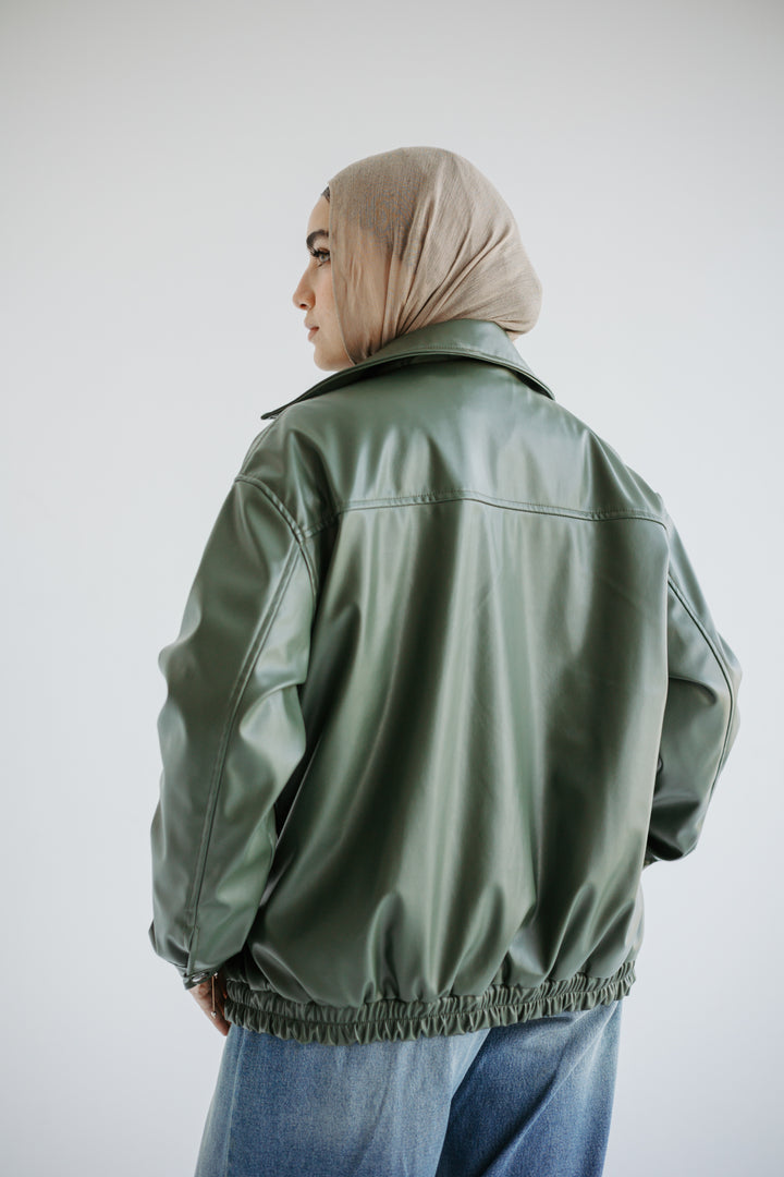 Easy Leather Jacket in Olive