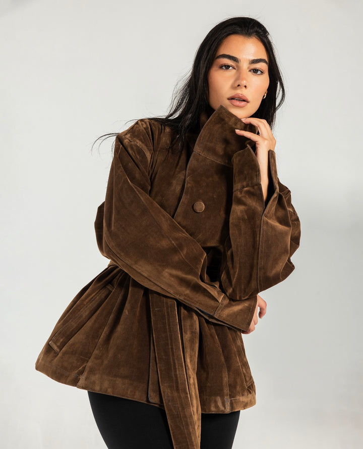 Suede Vintage Jacket- brown