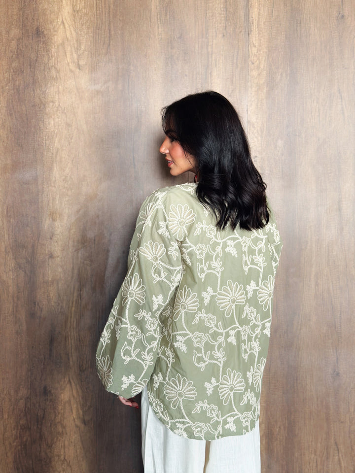 Floral Blouse in Olive