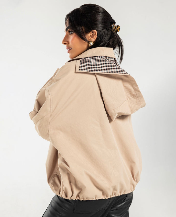 Oversized Bomber Jaket- beige