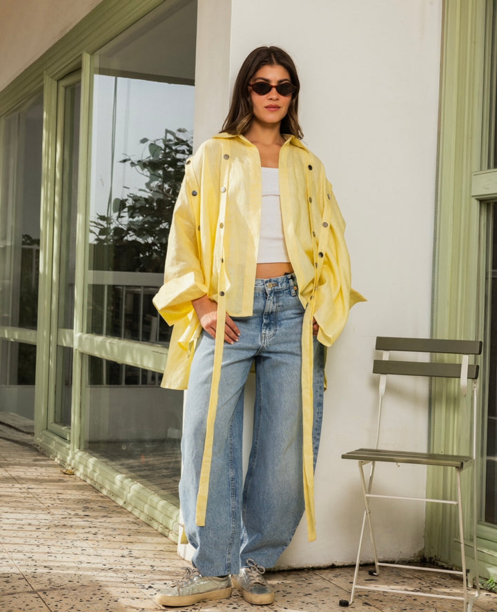 Linen Drop Blouse in Yellow