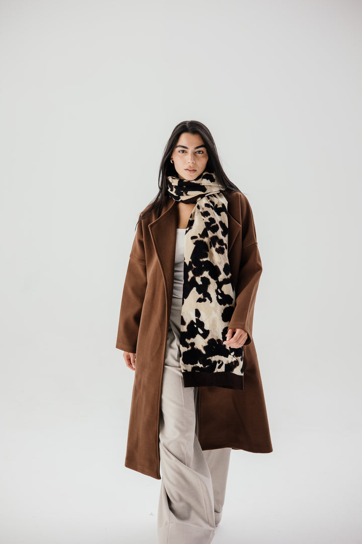 Belted collar coat - brown