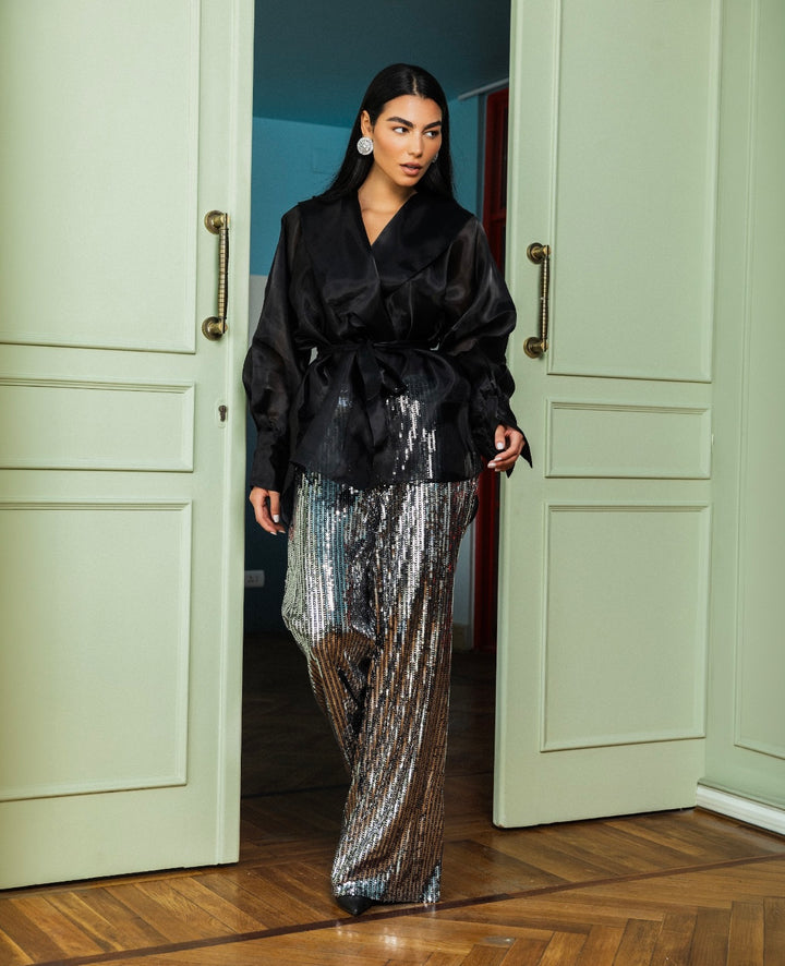 Flash Sequins Pants in Silver