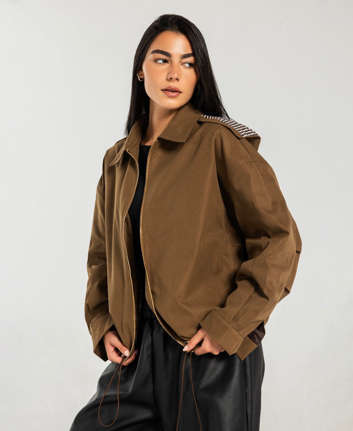 Oversized Bomber Jaket- brown