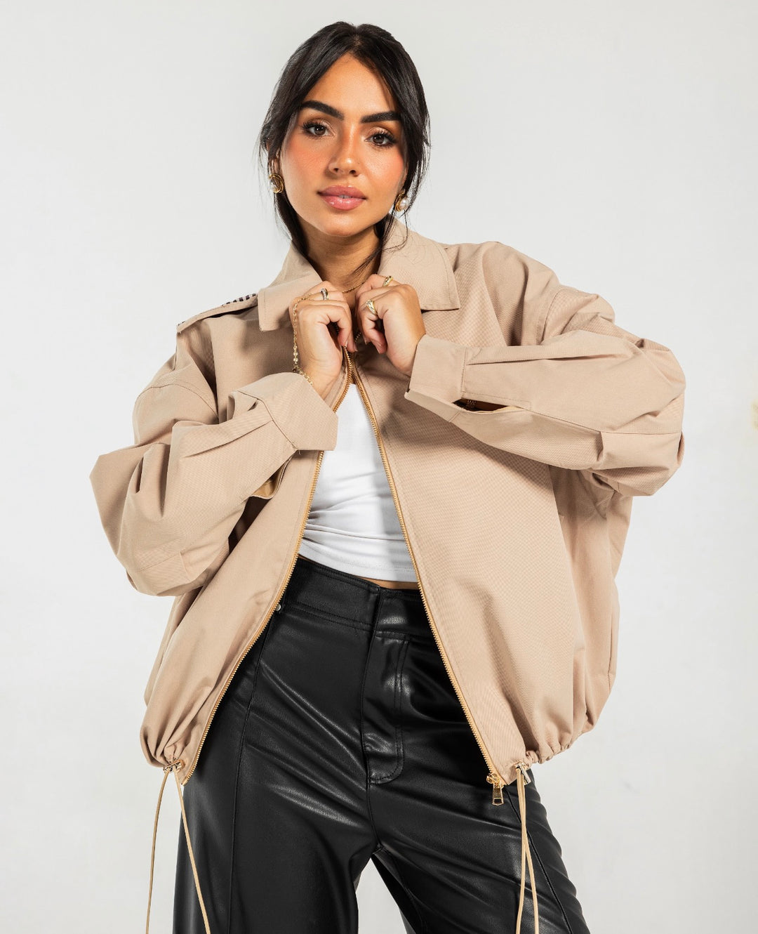 Oversized Bomber Jaket- beige