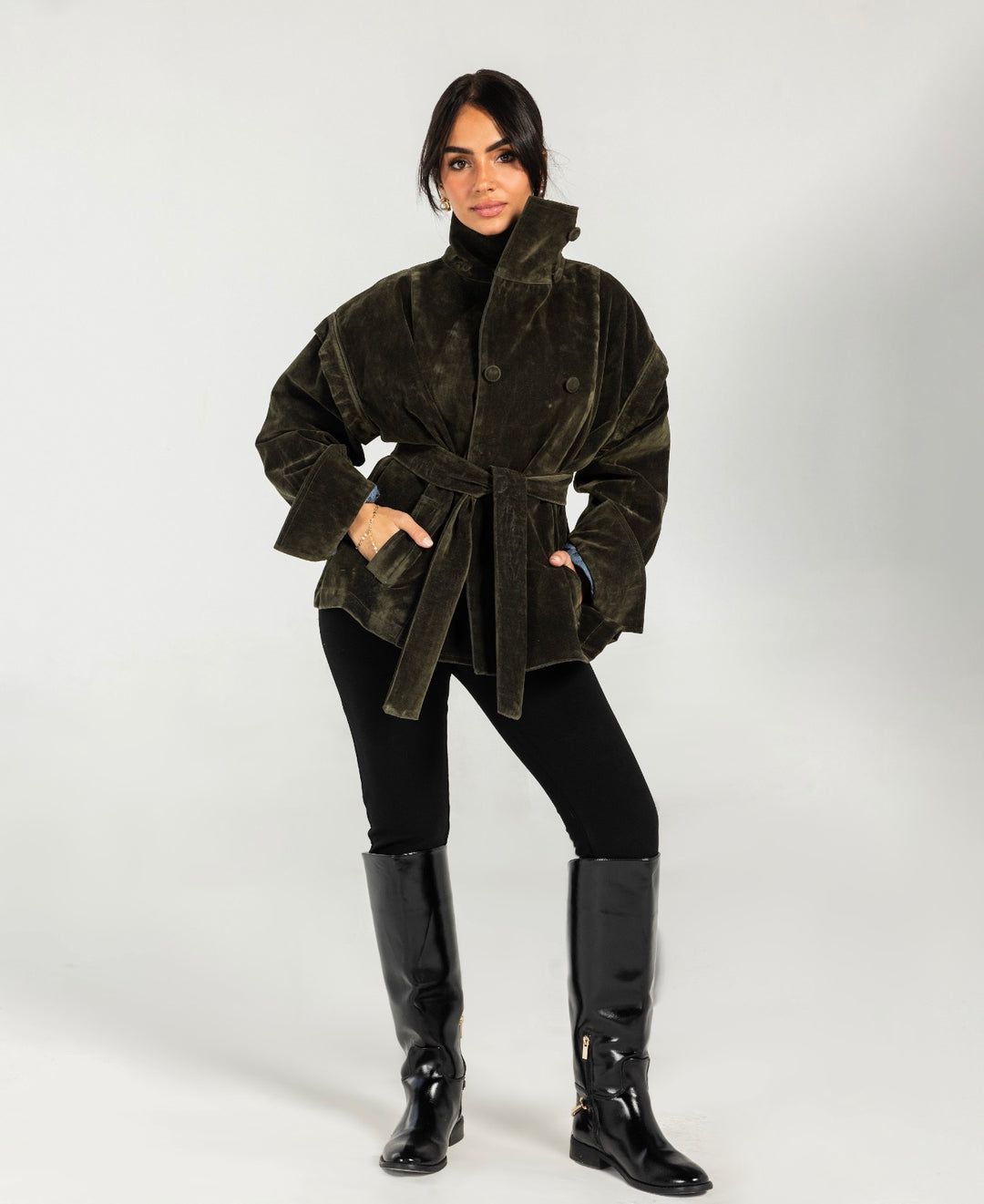 Suede Vintage Jacket- olive