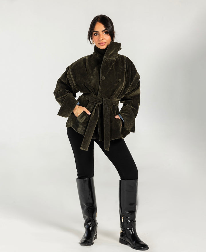Suede Vintage Jacket- olive