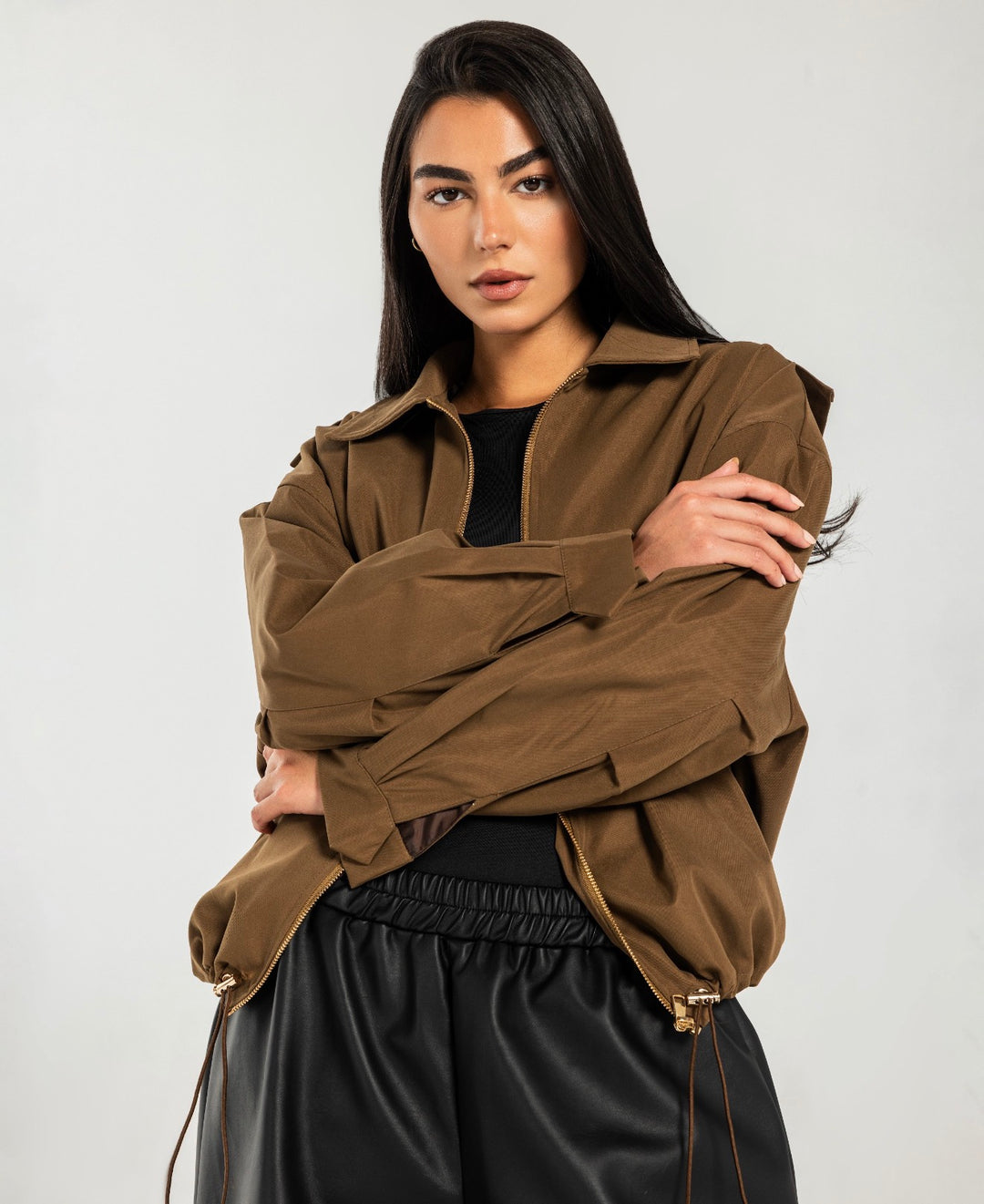 Oversized Bomber Jaket- brown