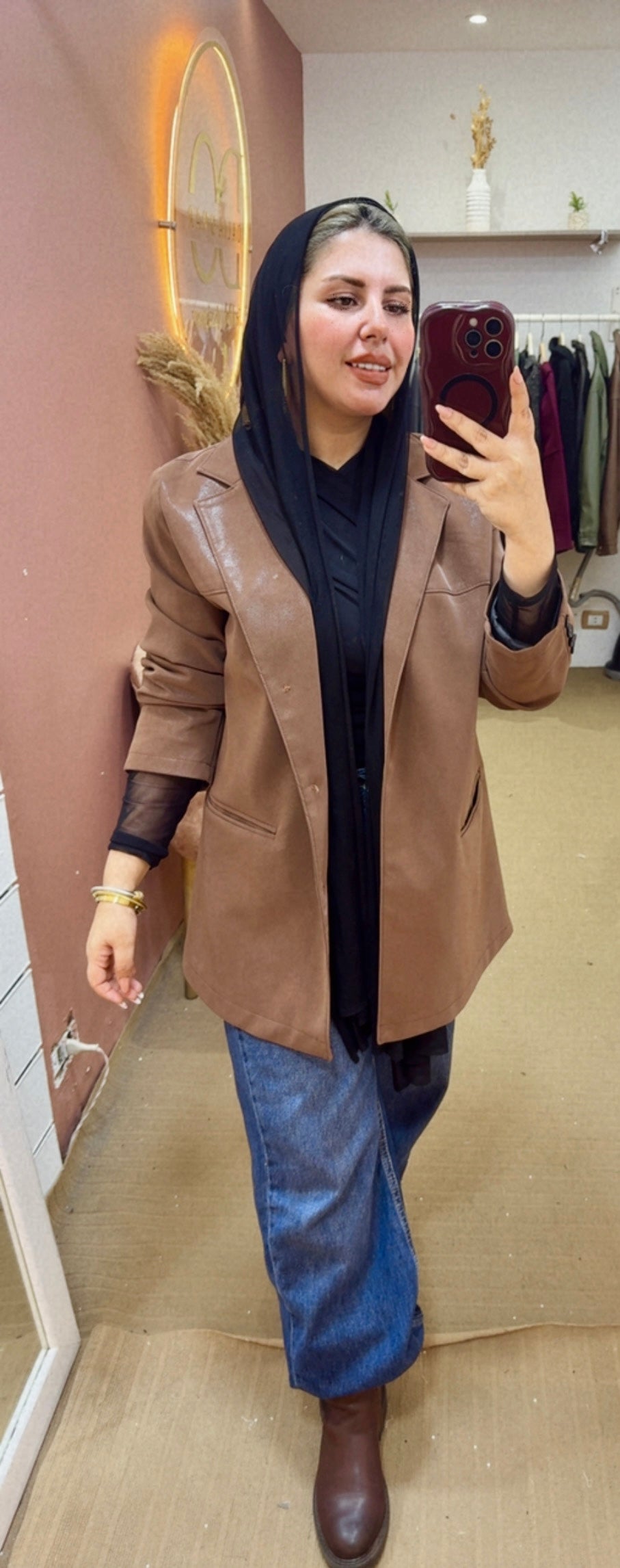 Hot Leather Blazer in Havan