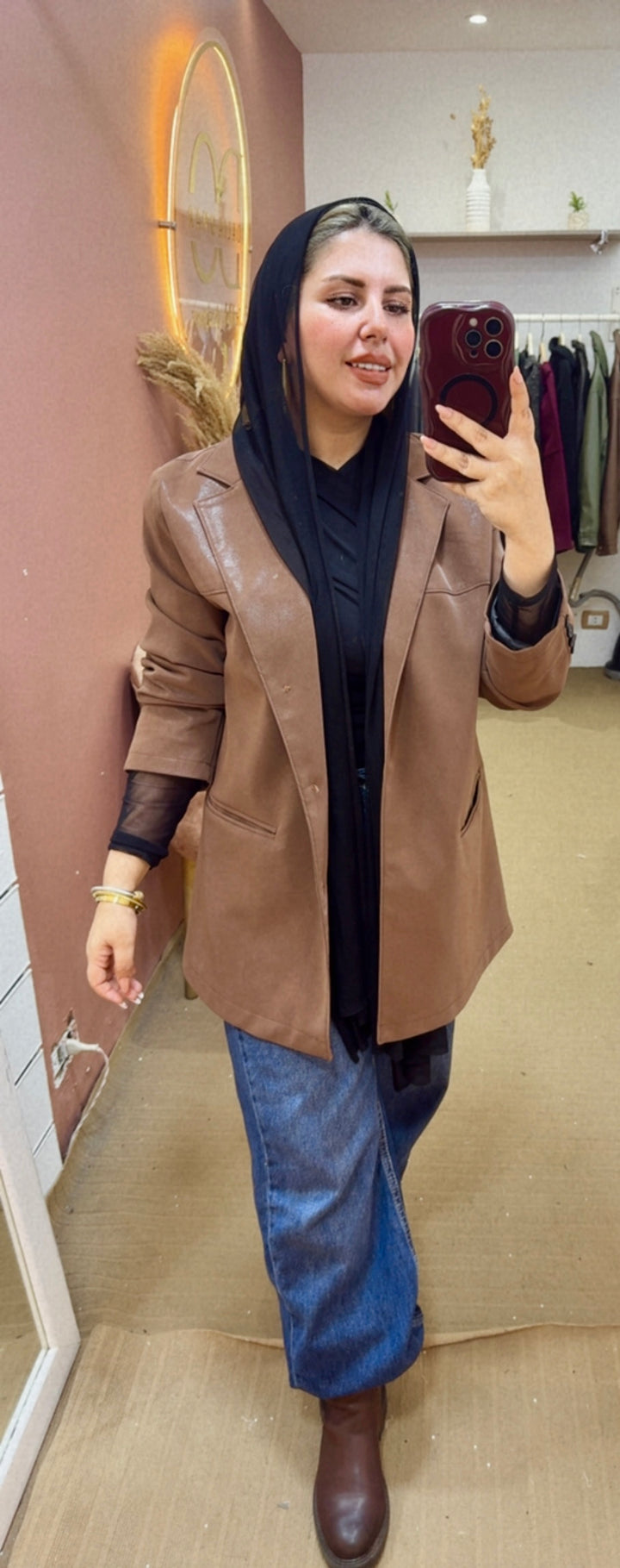 Hot Leather Blazer in Havan