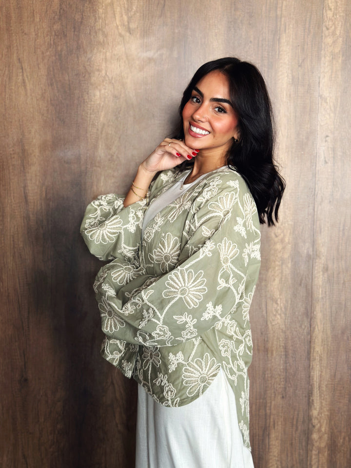 Floral Blouse in Olive