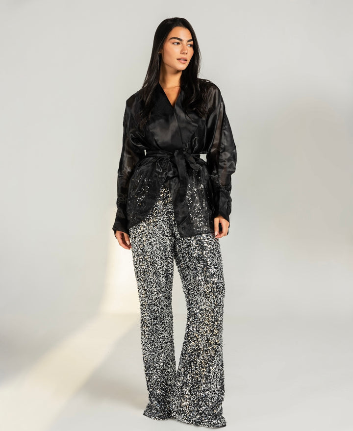 Party pants- black x sliver