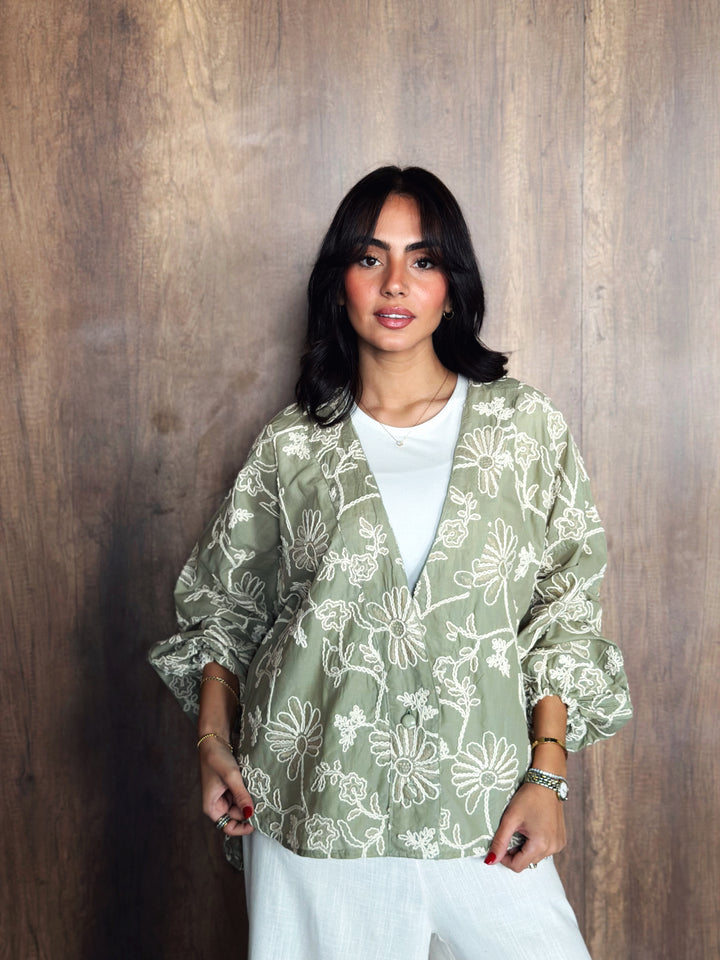 Floral Blouse in Olive