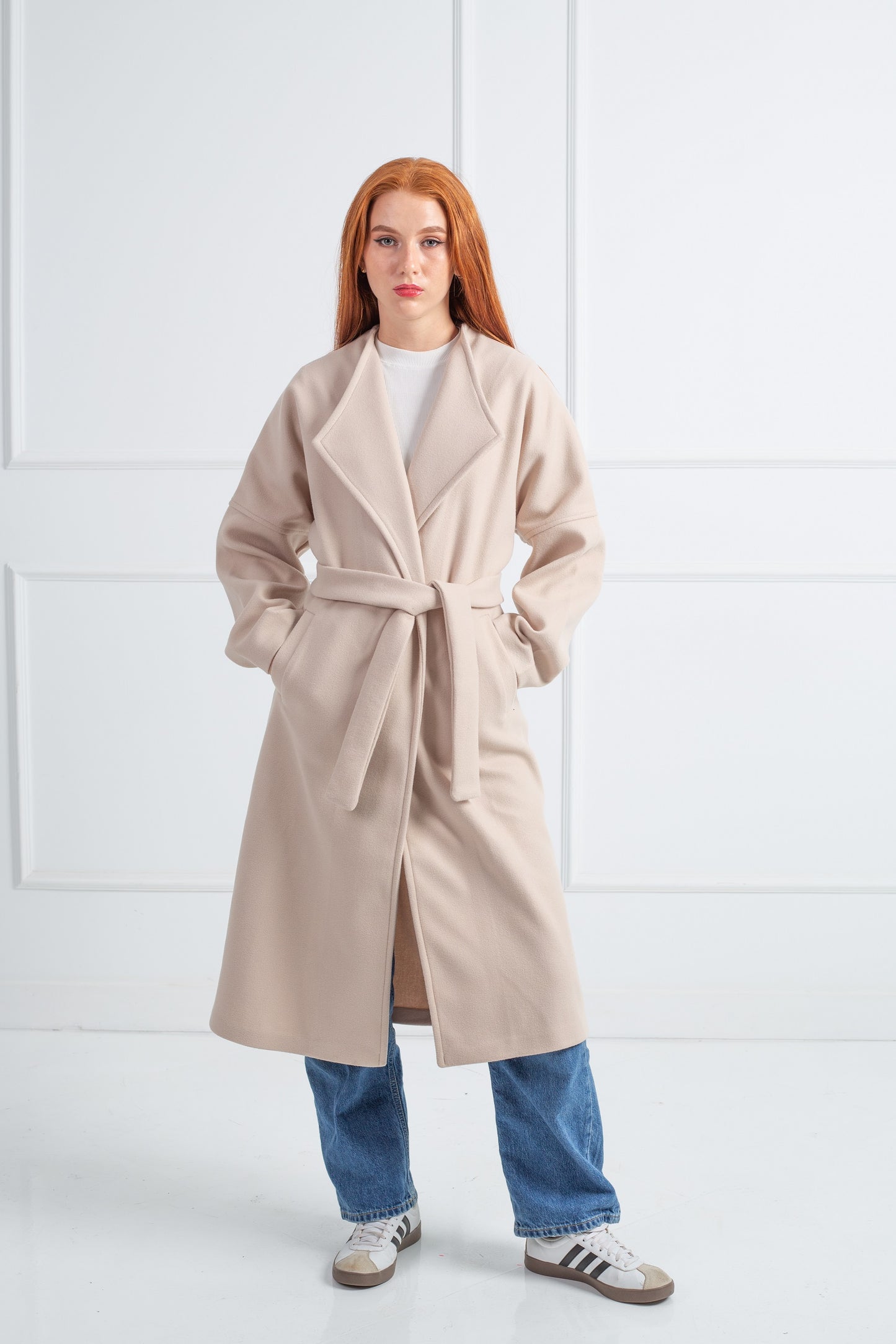 Belted Collar Coat _ Beige