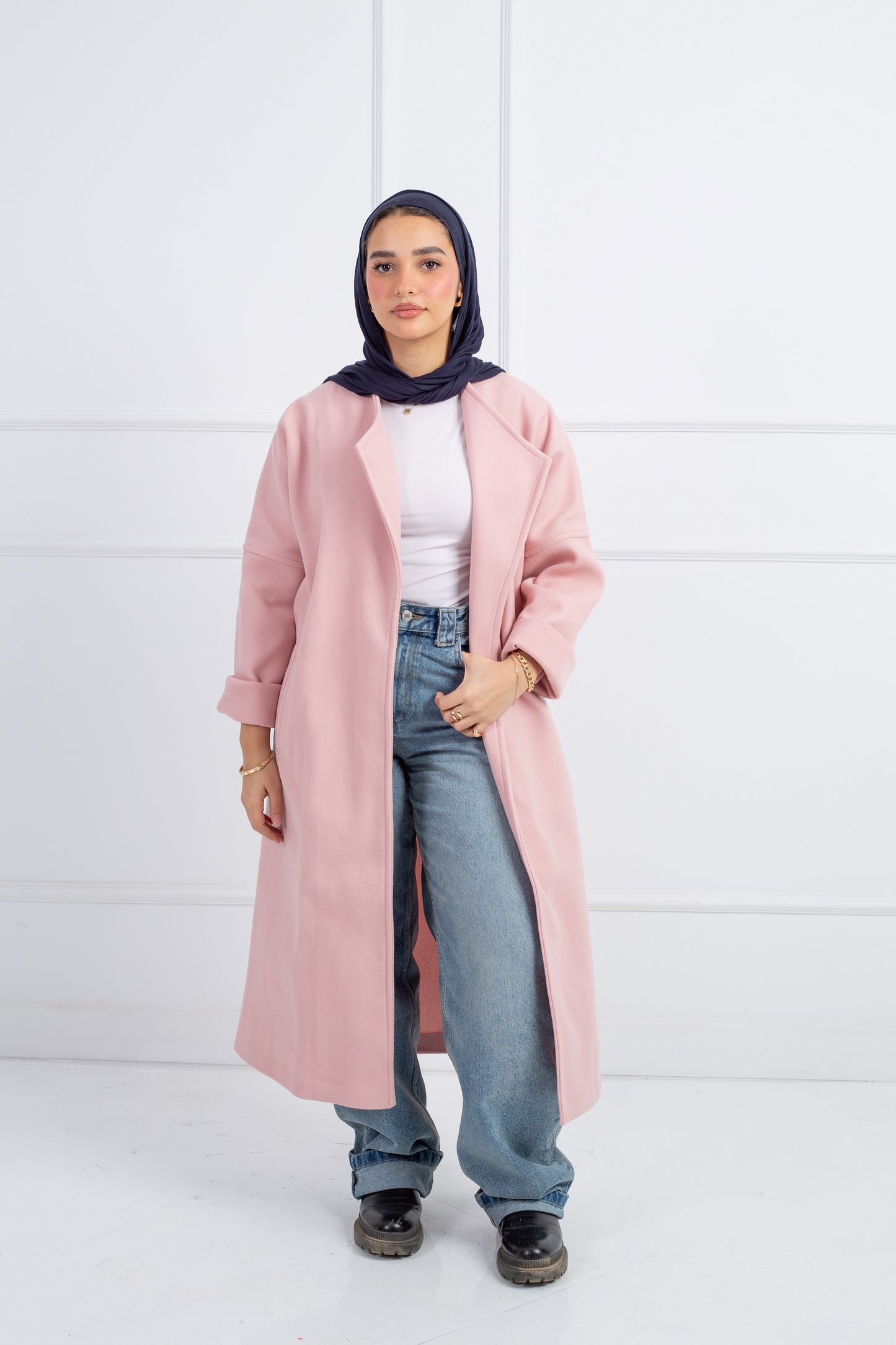 Belted Collar Coat _ Pink