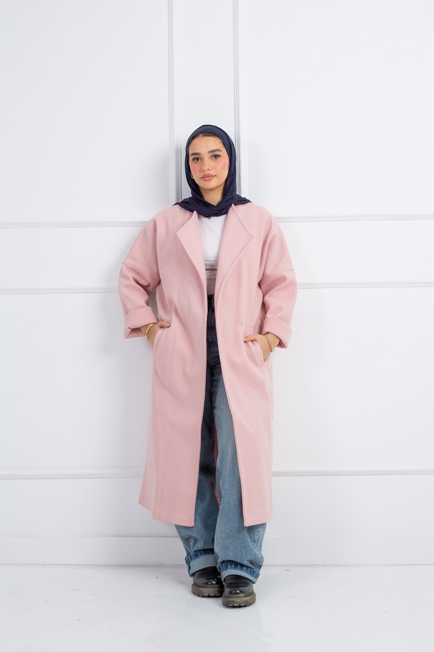 Belted Collar Coat _ Pink