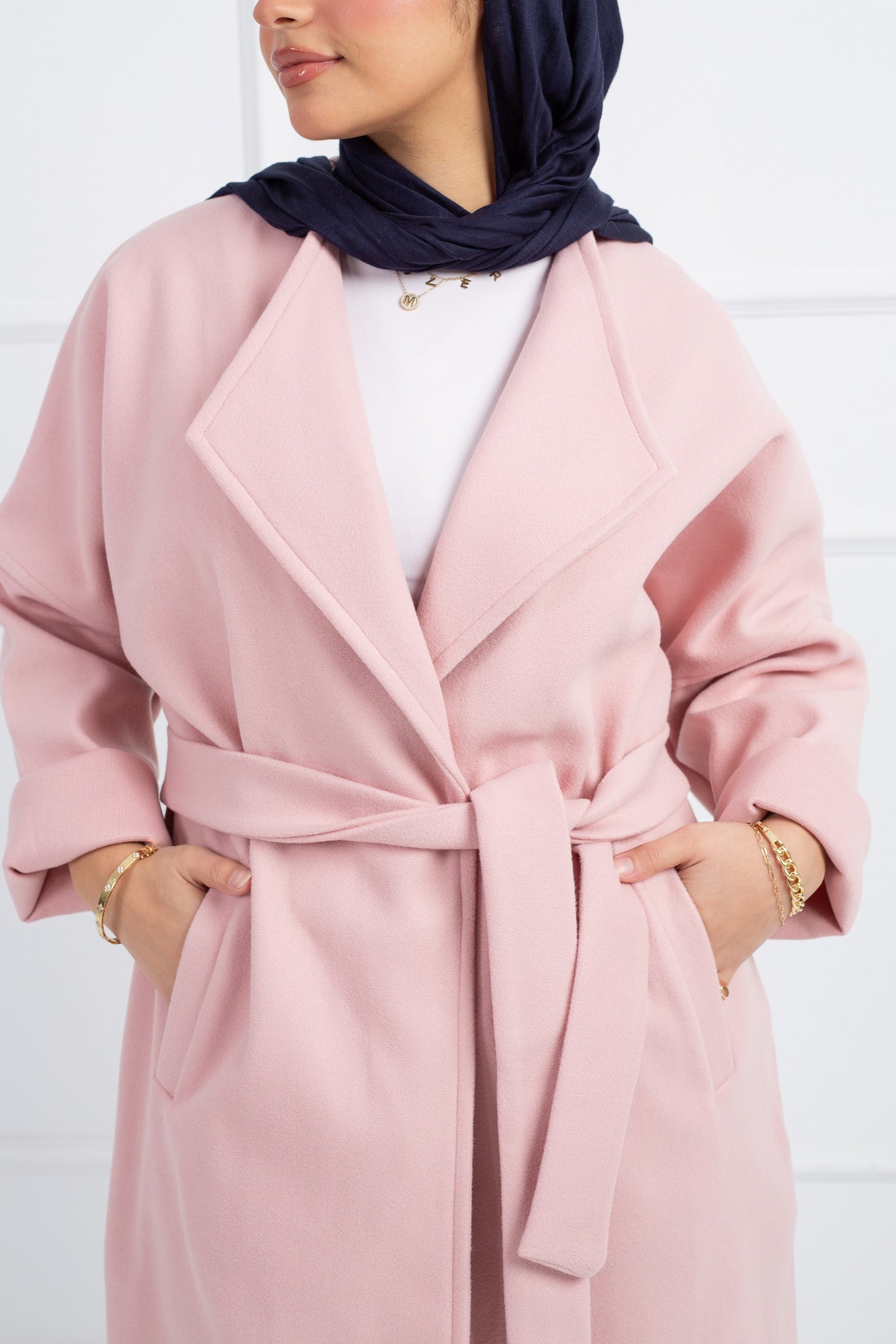 Belted Collar Coat _ Pink