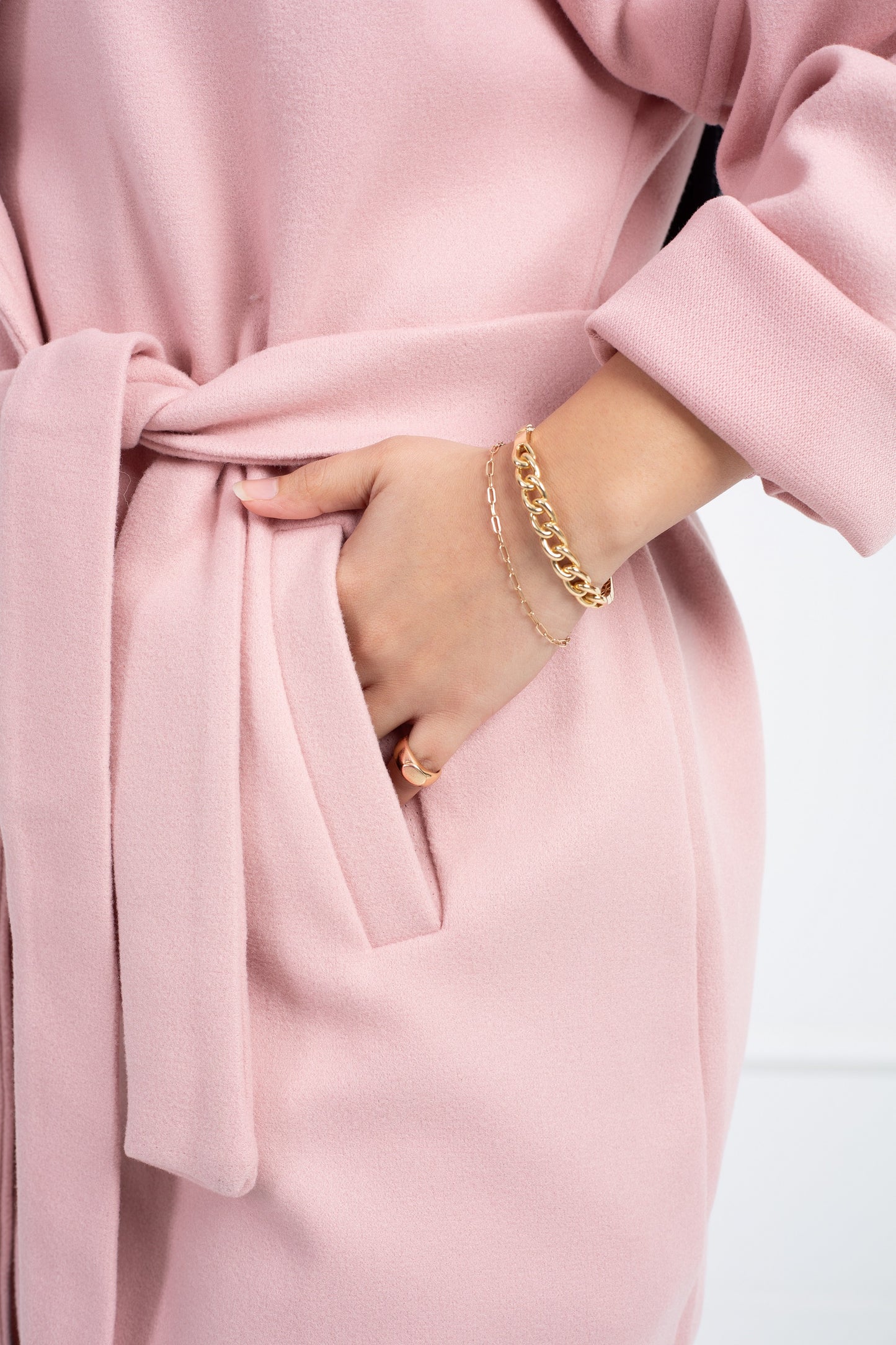 Belted Collar Coat _ Pink