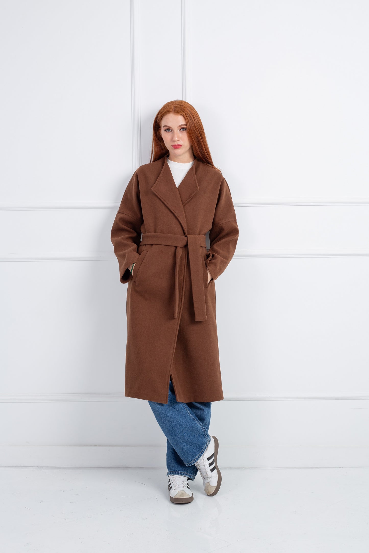 Belted Collar Coat _ Brown