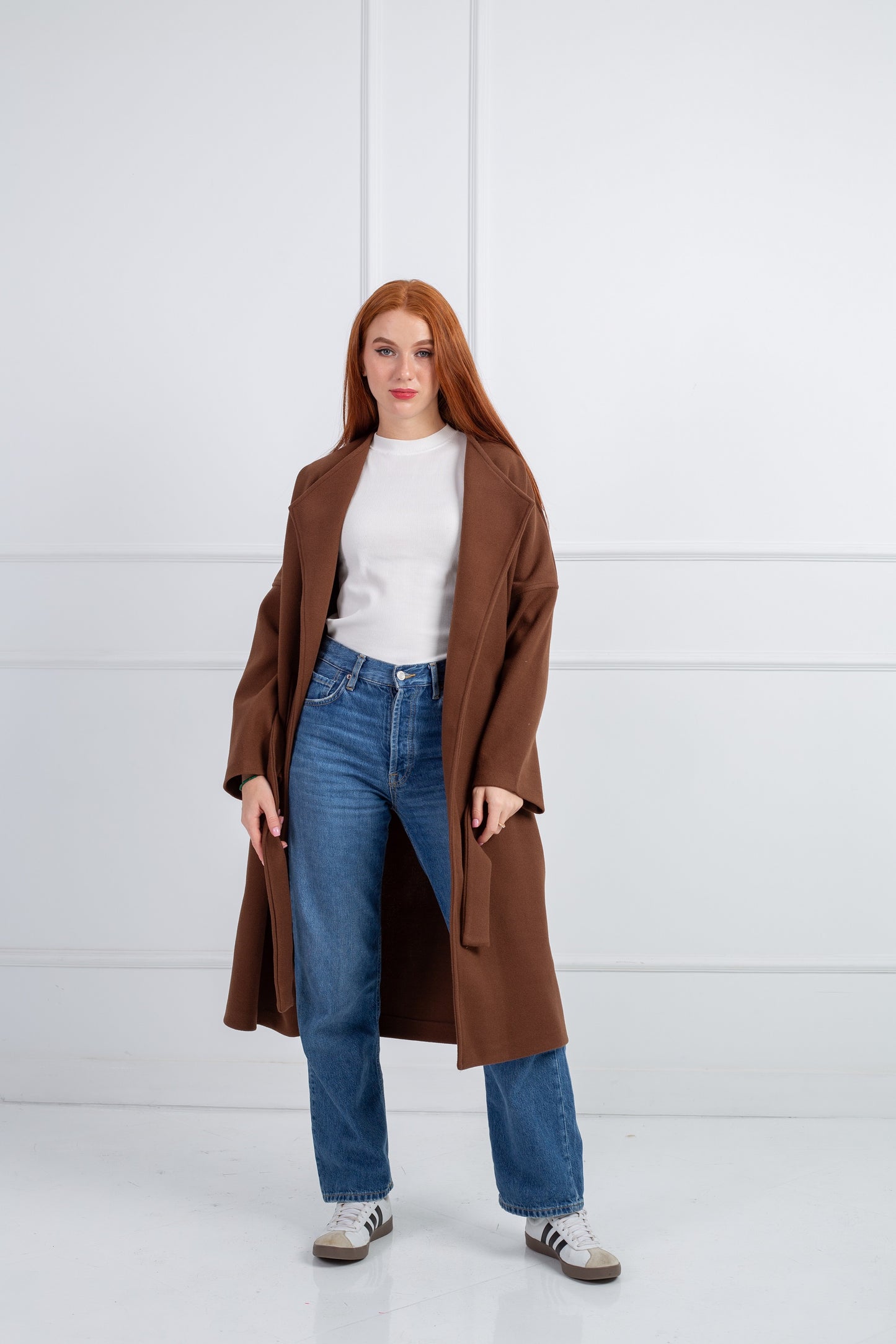 Belted Collar Coat _ Brown