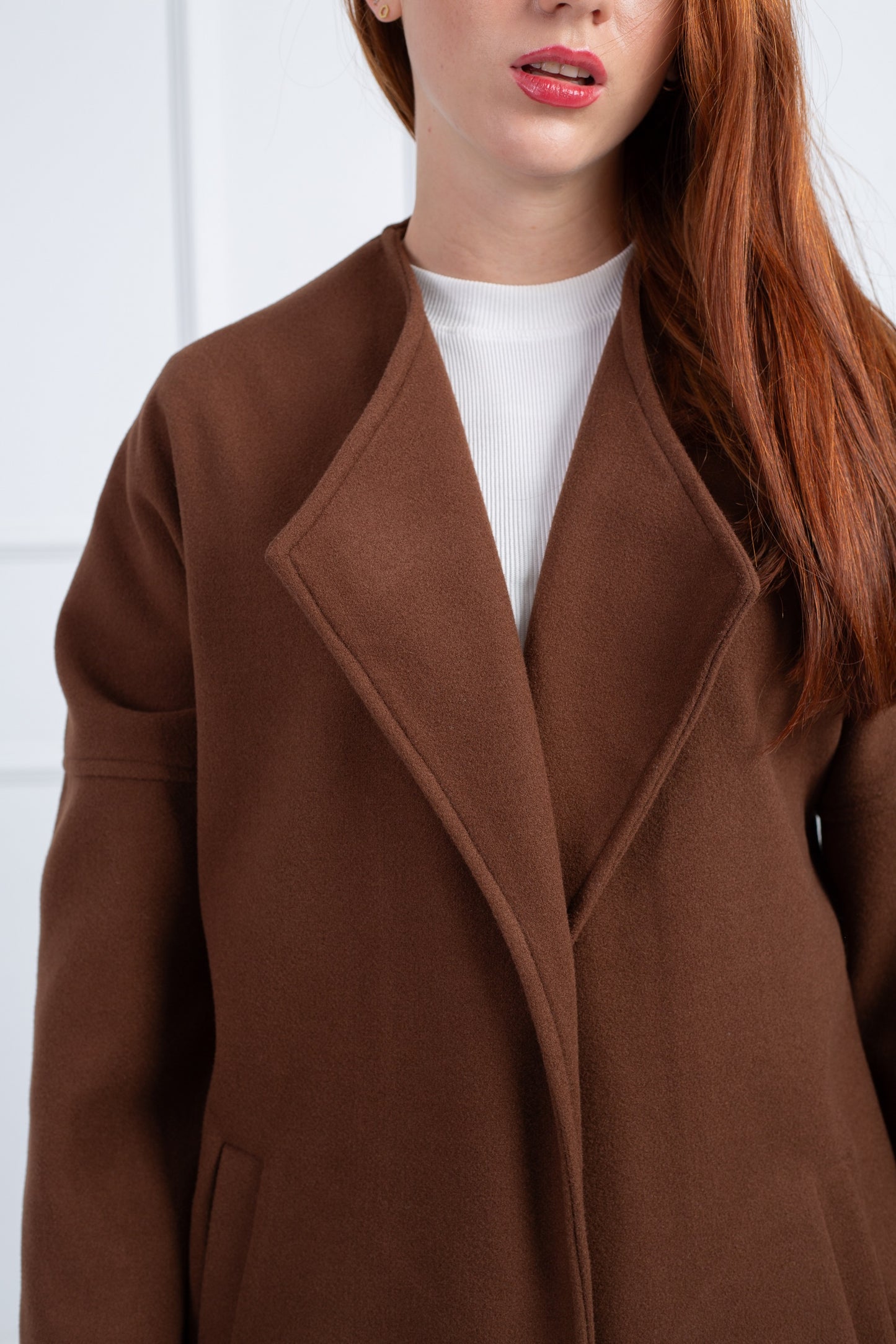 Belted Collar Coat _ Brown