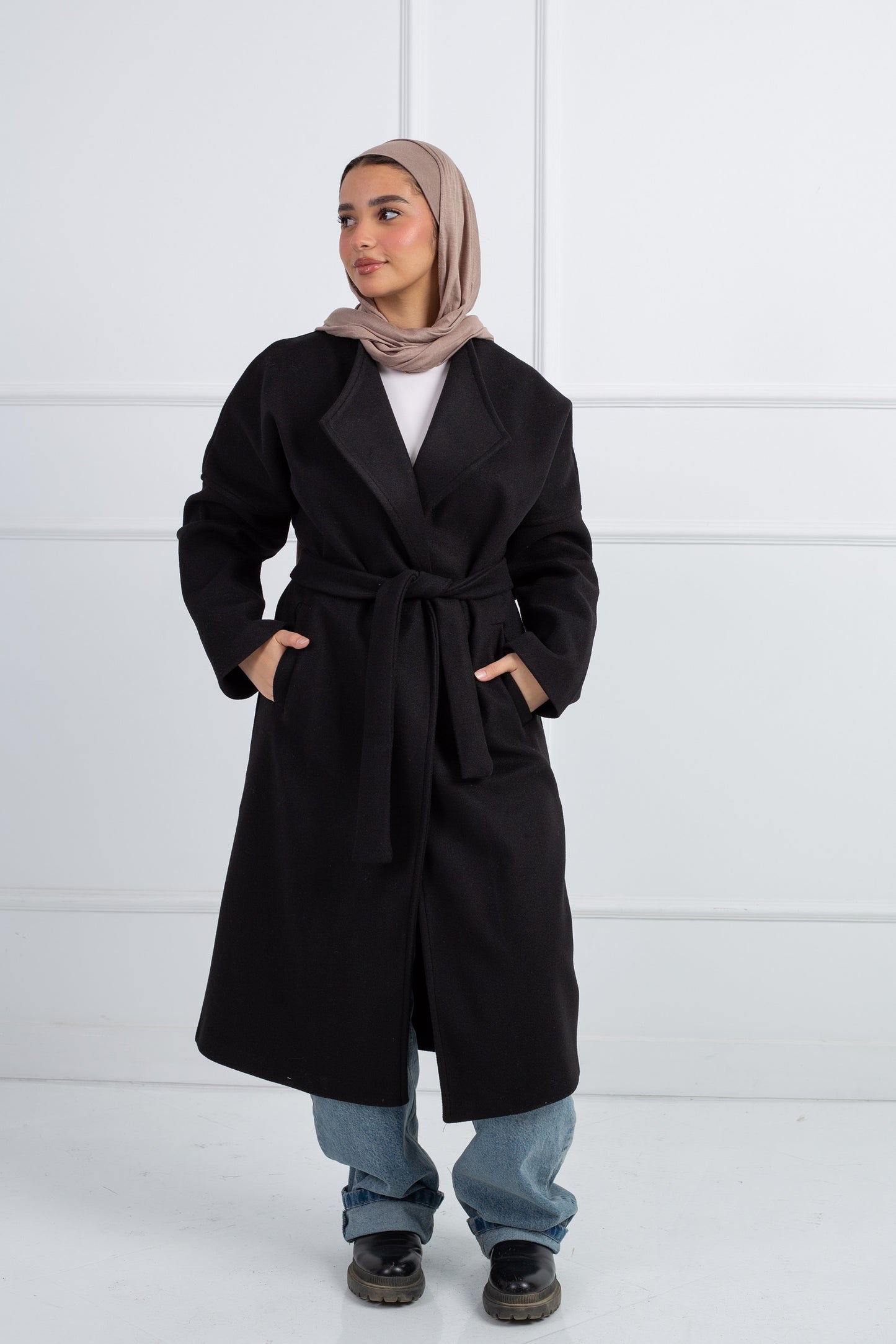 Belted Collar Coat _ Black