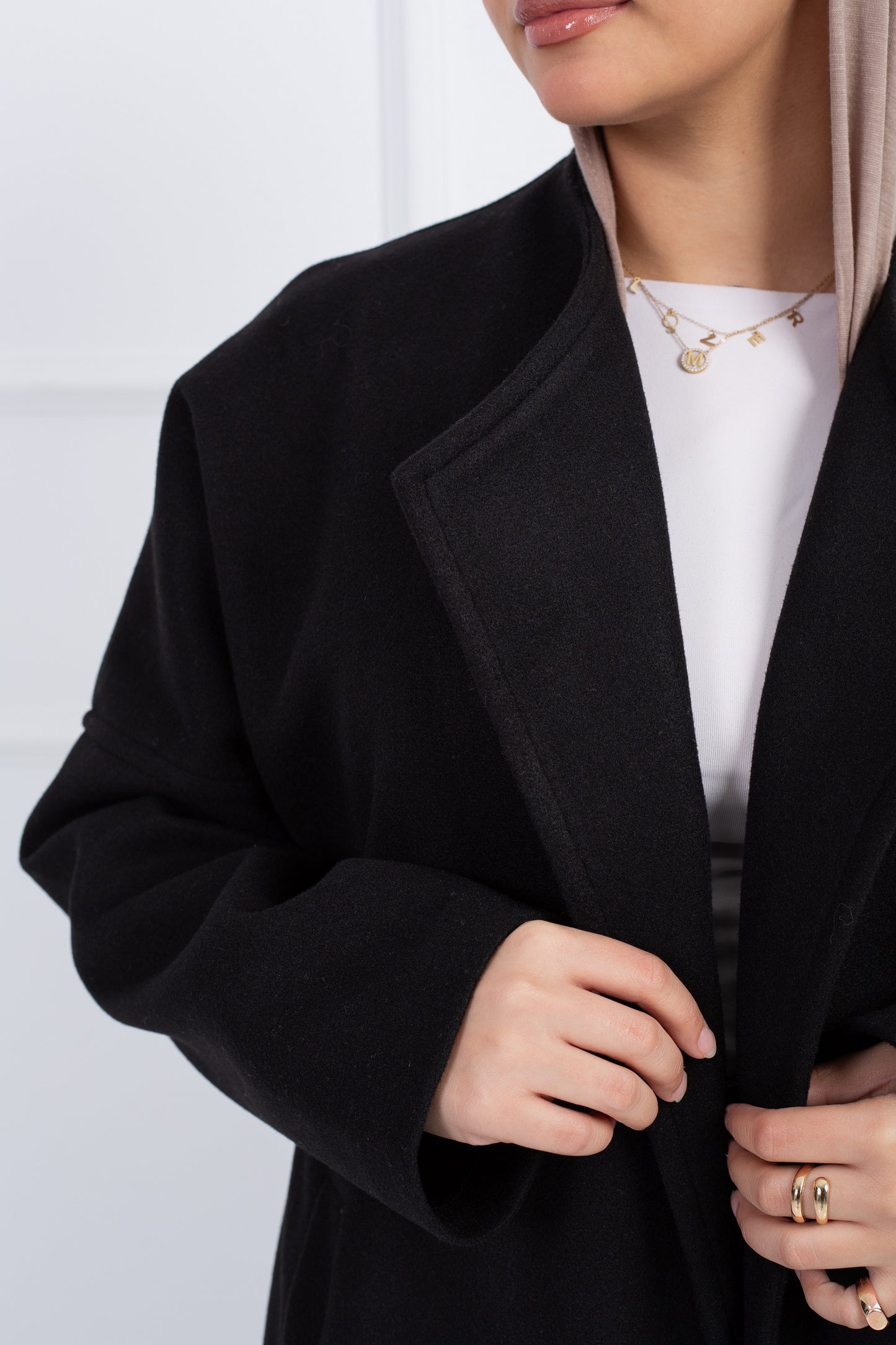 Belted Collar Coat _ Black