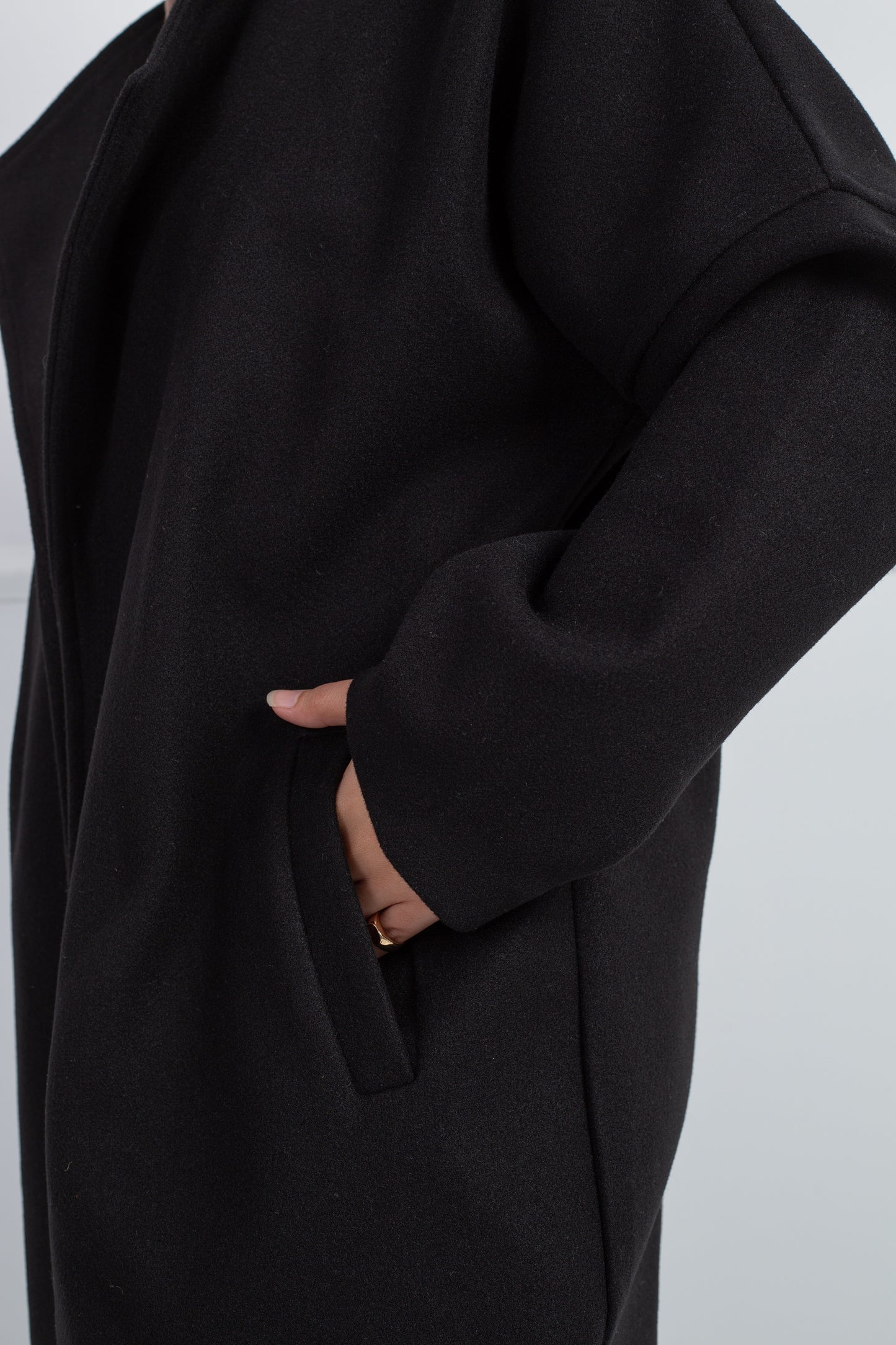 Belted Collar Coat _ Black