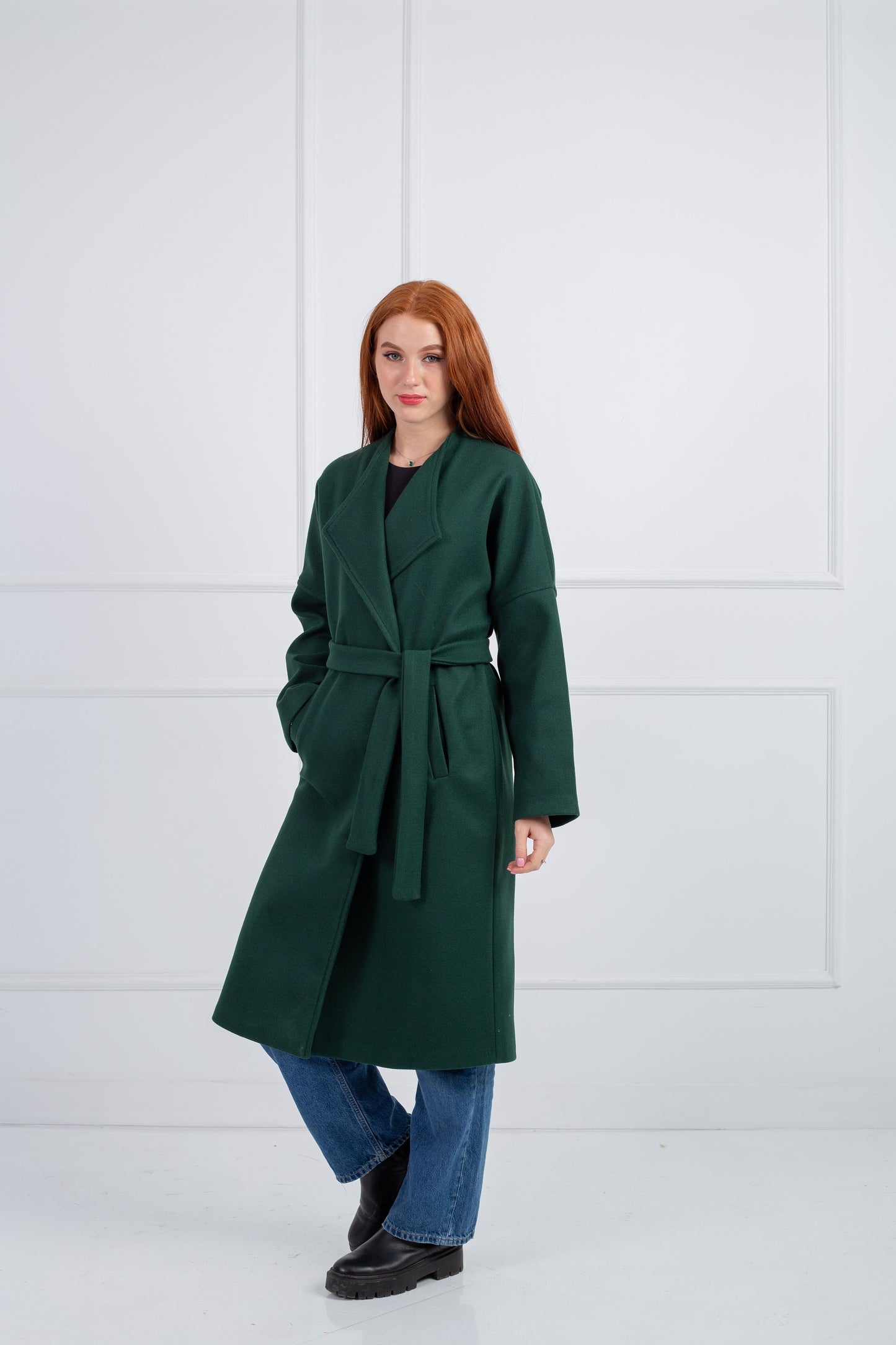 Belted Collar Coat _ Olive